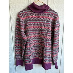 L.L.Bean Fair Isle Cotton Cashmere Sweater, Large